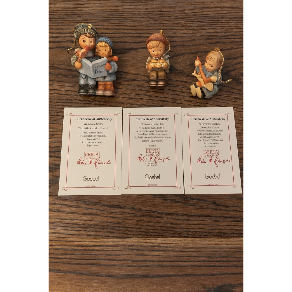 VINTAGE Goebel Studio‎ Hummel Set of 3 Christmas Ornaments 1997 w/ COA